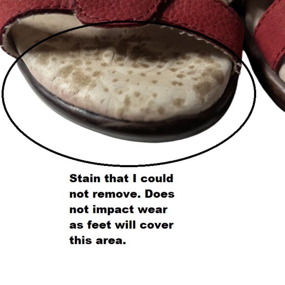 JAMBU Women's Red Leather Sugar Strappy Peep-Toe Back-Zipper Heel Sandals Size 6 - Picture 8 of 8